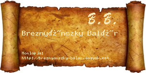 Breznyánszky Balár névjegykártya